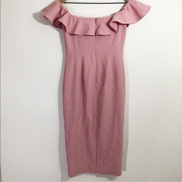 NWT JAYGODFREY Rollins Off shoulder ruffle top midi dress pink rose 2 - Picture 11 of 16